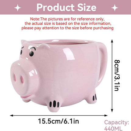 Pig Coffee Mug, 3D Novelty Ceramic Cup Creative Shape Tea Cute Funny Mug for Milk Hot and Cold Drinking.