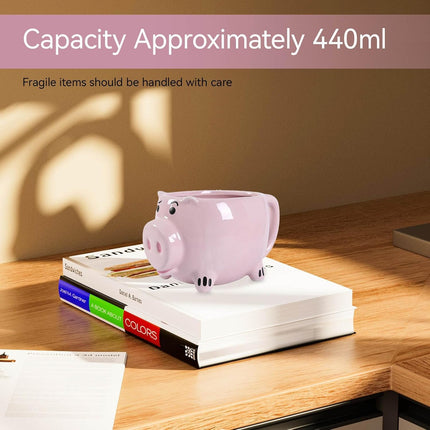 Pig Coffee Mug, 3D Novelty Ceramic Cup Creative Shape Tea Cute Funny Mug for Milk Hot and Cold Drinking.