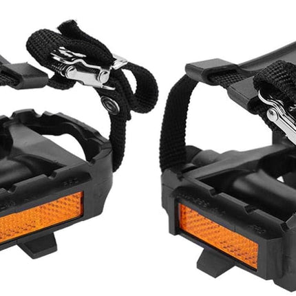 1 Pair Bike Pedals, Pedals with Toe Cages Road Bicycle Clip Adjustable Clips Straps for Wide Shoes Indoor Outdoor Cycling.