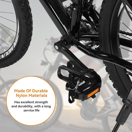 1 Pair Bike Pedals, Pedals with Toe Cages Road Bicycle Clip Adjustable Clips Straps for Wide Shoes Indoor Outdoor Cycling.