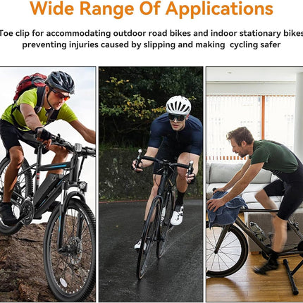 1 Pair Bike Pedals, Pedals with Toe Cages Road Bicycle Clip Adjustable Clips Straps for Wide Shoes Indoor Outdoor Cycling.