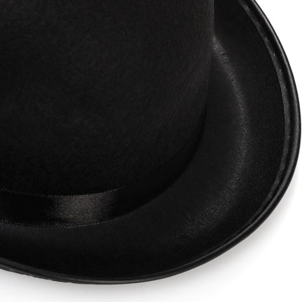 3 Pack Bowler Hat, 23" C Black Derby Felt Bolivian Costume Hat Accessories, Victorian Dress Up for Men and Women, Adults.