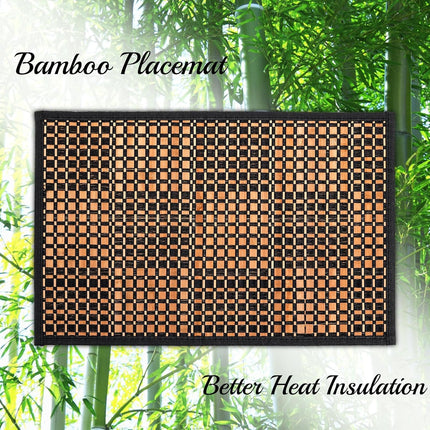 8 Pack Bamboo Placemats, Natural Anti-Slip Dining Table Mats, Heat-Resistant Place Japanese Style Washable Placemats for Room, Kitchen, Restaurant, 18 x 12 Inch.