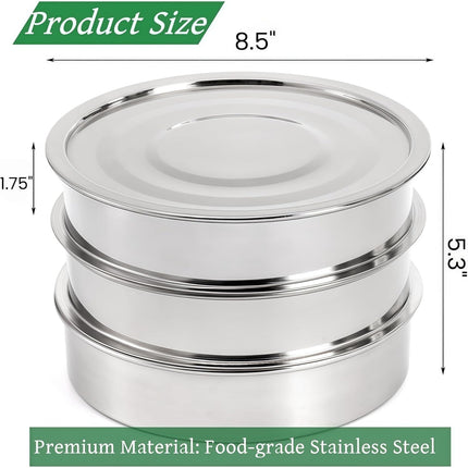 9" Stackable Stainless Steel Seed Sprouting Kit, 3-Tier Mesh Germination Tray, Sprout Grower with Lid Base, Microgreens Propagator for Beans Peas Broccoli Wheat Grass, Soil Free.
