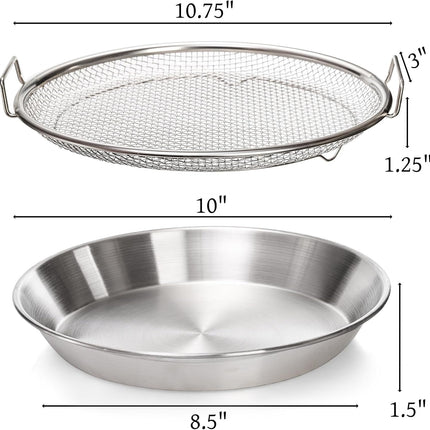 10.3" Kitchen Oil Filter Tray, Stainless Steel Air Fryer Mesh Pan, Draining Basket Accessories for Fried Food, Cooking Net Strainer Colander Barbecue Grill Vegetable Dessert.