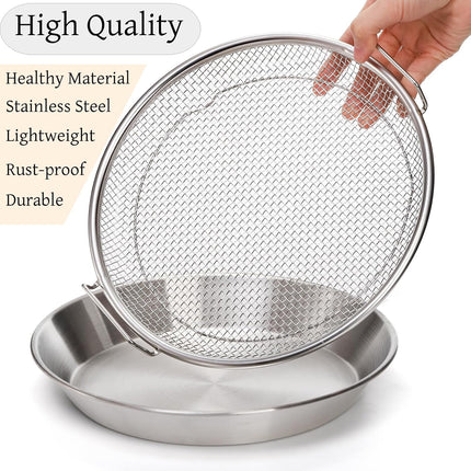 10.3" Kitchen Oil Filter Tray, Stainless Steel Air Fryer Mesh Pan, Draining Basket Accessories for Fried Food, Cooking Net Strainer Colander Barbecue Grill Vegetable Dessert.