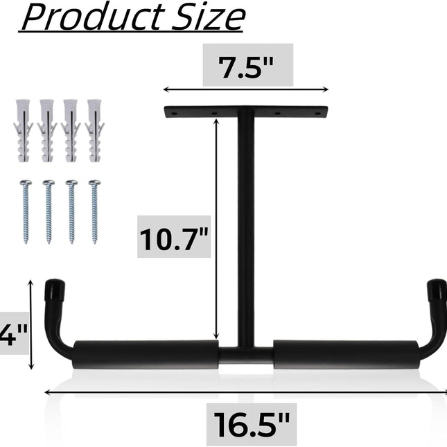 4 Pack Overhead Garage Storage Hooks, 16.5" Heavy Duty Ceiling Mount Hangers, Double T-Bar Metal Ladder Racks, Hanging for Bike, Pipe Lumber, Fishing Rod, Sports Equipment.