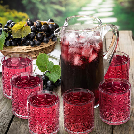 6 Pack Plastic Water Tumblers, 14 OZ Unbreakable Acrylic Whiskey Drinking Glasses, BPA-Free Clear Wine Cup, Shatterproof Drinkware Barware for Juice, Cocktail.