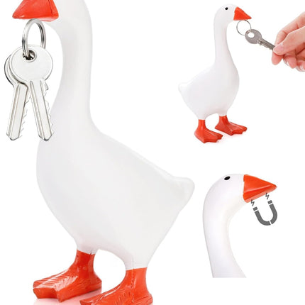 Magnetic Goose Key Holder, Resin Statue for Hanger, Kawaii Duck Tool Figurines, Funny Keychain Hanging Rack Home Office Table Decor, Housewarming Gifts Women Men.