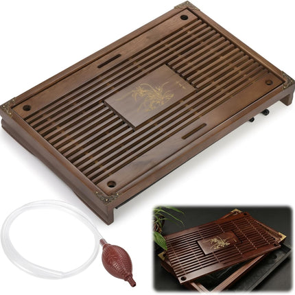 Wooden Tea Tray, 17 Inch Chinese Kung Fu Gongfu Table with Water Storage Box, Household Filter Serving Tray Gift Set for Home, Office, Bar.