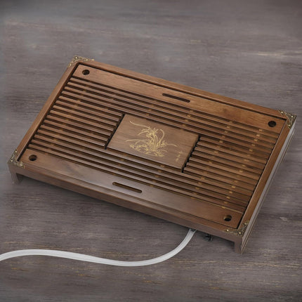 Wooden Tea Tray, 17 Inch Chinese Kung Fu Gongfu Table with Water Storage Box, Household Filter Serving Tray Gift Set for Home, Office, Bar.