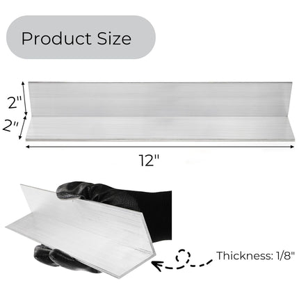 4 Pack Aluminum Angle 6061, 2" x 2"x 1/8" Stock, Bars 12" Length, 90-Degree Angled Extrusion, T5 Temper Mill for Moulding Structural Construction.