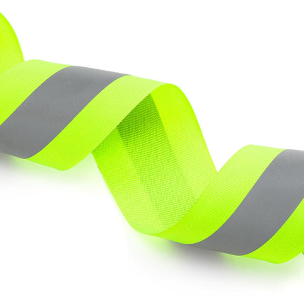 2 Rolls 2" x 66ft Reflective Ribbon, High Visibility Tape Strip, Sew On Safety Fabric Material, Silver Florescent Warning Strip Webbing for Walking Cycling Clothes Backpacks at Night.