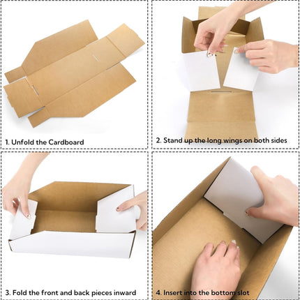35 Pack Cardboard Storage Bins, 12" x 6" 4.5" Corrugated Open Top Box, White Pantry Shelf Organizer Bins for Parts Snacks, Ideal Garage Warehouse Home Packing Moving, Easy Assembly.