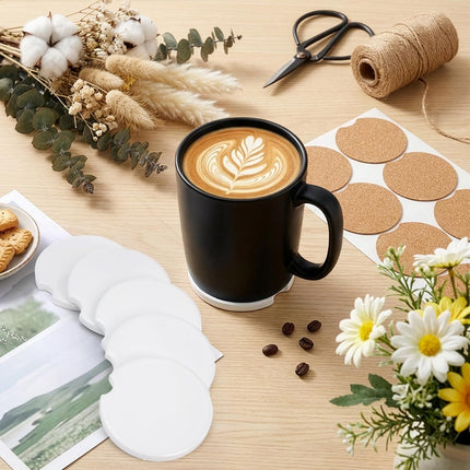 24 Packs Ceramic Sublimation Car Coasters, Blanks Cupholders with Finger Notch for Easy Removal, Absorbent Auto Cup Holders Keep Vehicle Free from Cold Drink Sweat Stain Spill.