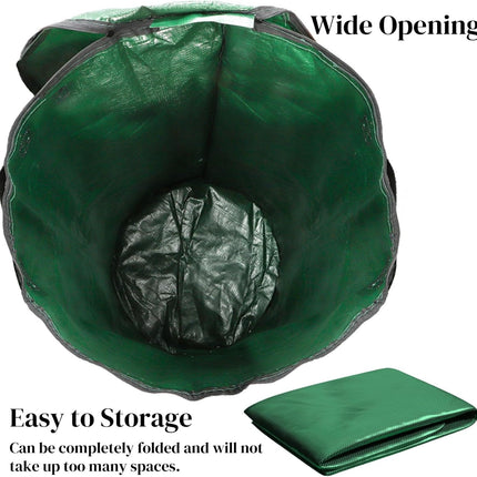 4 Pack 34 Gallons Reusable Yard Waste Bags, Leaf Lawn Collector Containers with Lid and Handles, Heavy Duty Collapsible Compost Bins Bottom Window for Outdoor Debris Wet Leaves Grass.