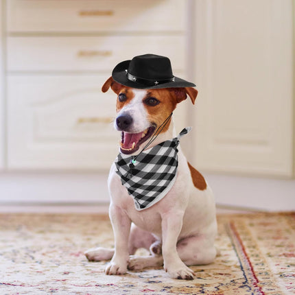 4 Pack Pet Cowboy Costume Accessories Set, 2 Pcs Hat and Bandana Scarf, Puppy Kitten Halloween Christmas Costume, West Party Cosplay Wearing for Cats Small Dogs.