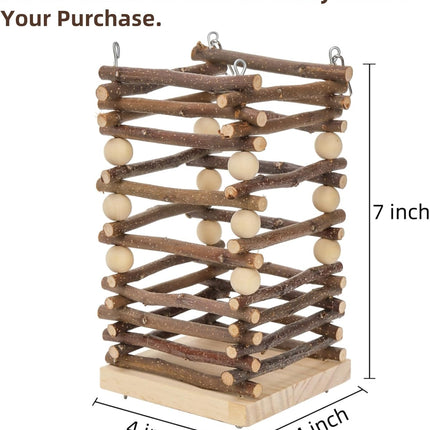 Wood Rabbit Hay Feeder, 7" Hanging Grass Holder with 2 Hooks, Small Animals Feeding Manager for Cage, Bunny Feeder Rack Chinchilla Guinea Pig Hamster Gerbil.