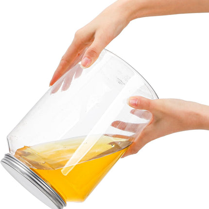 2 Pack 1 Gallon Extra Large Clear Plastic Jars, 118 OZ Food Storage Container with Lid, BPA Free Wide Mouth Jar, Reusable Airtight Mason Jug for Dry Goods, Candy, Fermenting, Pickling.