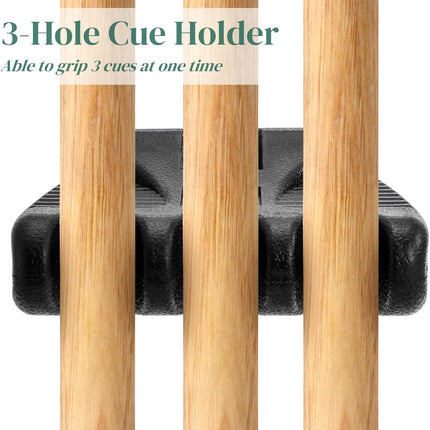 3 Holes Pool Cue Holder, Portable Weighted Stick Non-slip Rest for Table, Mini Billiard Rack with Chalk Holder.