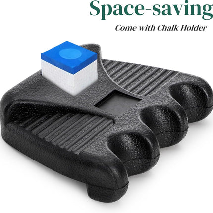 3 Holes Pool Cue Holder, Portable Weighted Stick Non-slip Rest for Table, Mini Billiard Rack with Chalk Holder.