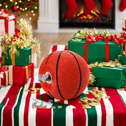 Basketball Piggy Bank for Boys, 7.5" Large Shatterproof Sports Themed Coin Bank, PVC Money Box Girls, Kids, Adults as Christmas Birthday Gifts, Room Desktop Decoration.