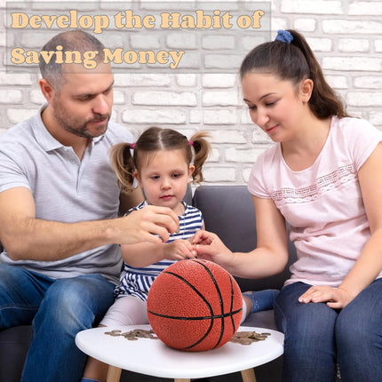 Basketball Piggy Bank for Boys, 7.5" Large Shatterproof Sports Themed Coin Bank, PVC Money Box Girls, Kids, Adults as Christmas Birthday Gifts, Room Desktop Decoration.