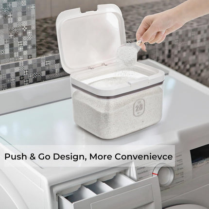 94 OZ/2.8L Laundry Pods Container, One-Press Lid Powder Holder Dispenser, Clear PET Detergent Sheet Organizer with Measuring Cup for Booster Beads, Dryer Balls, Flour, Pet Food.