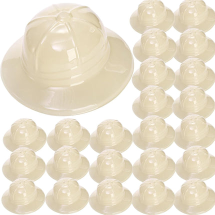 24 Packs Safari Party Hats, Plastic Jungle Theme Helmet, Animals Explorer Dress Up Pith, Adventure Themed Costume for Halloween Christmas Birthday.