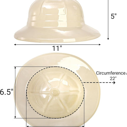 24 Packs Safari Party Hats, Plastic Jungle Theme Helmet, Animals Explorer Dress Up Pith, Adventure Themed Costume for Halloween Christmas Birthday.