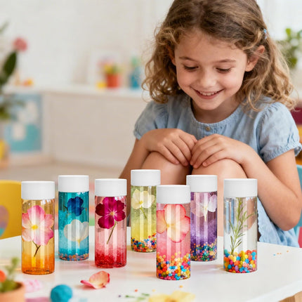 24 Pack Sensory Bottles with Lids, 12 OZ/ 350 ML Empty Plastic Bottle, Leakproof Drink Container Bulk, Reusable Clear Calming Jars for Classroom Party, Great Juice Milk Water Beverages.