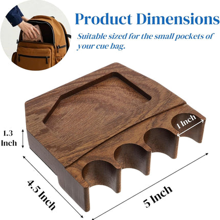 4-Hole Wood Pool Cue Holder, Portable Weighted Billiard Stick Rack, Non-slip Holder Claw with Chalk Solid Rest Deepen Notch for Table Bar Chair.
