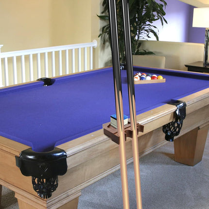 4-Hole Wood Pool Cue Holder, Portable Weighted Billiard Stick Rack, Non-slip Holder Claw with Chalk Solid Rest Deepen Notch for Table Bar Chair.