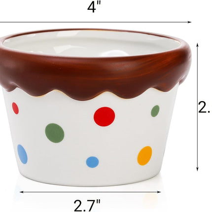 6 Pack Ramekins Set, 9 OZ Pudding Custard Cups, Small Ceramic Brulee Souffle Dishes, Colorful Christmas Dipping Sauce Bowls for Ice Cream Fruits Baking, Oven Microwave Dishwasher Safe.