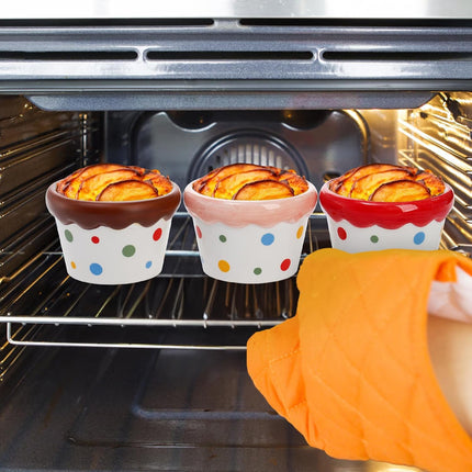 6 Pack Ramekins Set, 9 OZ Pudding Custard Cups, Small Ceramic Brulee Souffle Dishes, Colorful Christmas Dipping Sauce Bowls for Ice Cream Fruits Baking, Oven Microwave Dishwasher Safe.