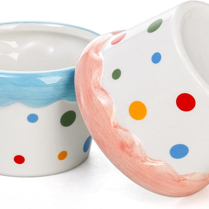 6 Pack Ramekins Set, 9 OZ Pudding Custard Cups, Small Ceramic Brulee Souffle Dishes, Colorful Christmas Dipping Sauce Bowls for Ice Cream Fruits Baking, Oven Microwave Dishwasher Safe.