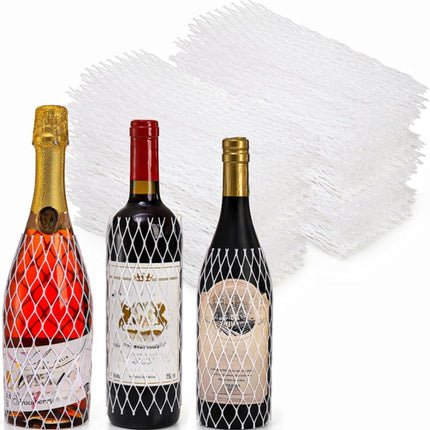 150 Pieces Wine Mesh Protective Sleeves, 8 Inch Long Liquor Bottle Protector, PE Net Sleeves for Glass Bottle, Keep Bottles Safe While Traveling or in Transportation, White.