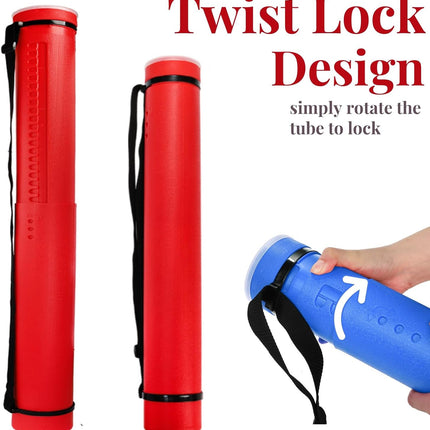 3 Packs Extendable Poster Tube, 25" to 42.5" Waterproof Blueprint Holder with Strap, Portable Telescoping Carrying Case Lid for Maps, Art and Drawings, Round Storage Container Document.
