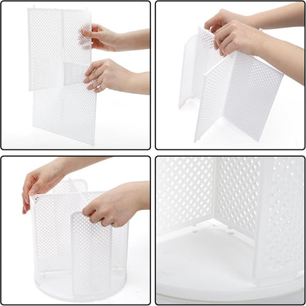 2 Pack Paper Cup & Lid Holder, Rotating Coffee Cups Dispenser with 4 Compartments, Plastic Disposable Storage Organizer for Countertop Bathroom Station Bar Kitchen Office (White).