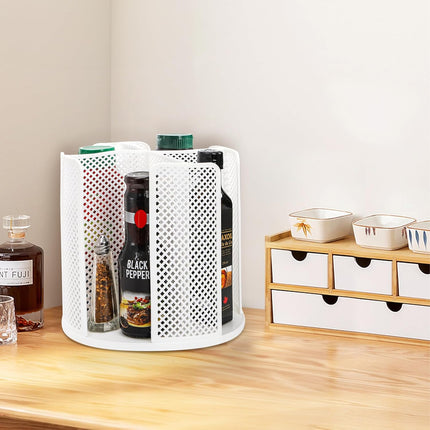 2 Pack Paper Cup & Lid Holder, Rotating Coffee Cups Dispenser with 4 Compartments, Plastic Disposable Storage Organizer for Countertop Bathroom Station Bar Kitchen Office (White).