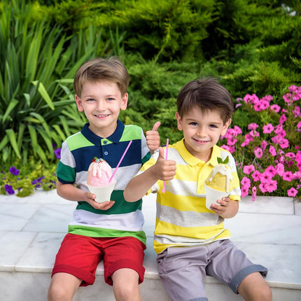 100 Pack Snow Cone Cups and Straws, 12 OZ Paper Cup with Colorful Spoon Straw, Leak-proof Shaved Ice Holder, Disposable Cream Bowls for Party Event Water Cooler.