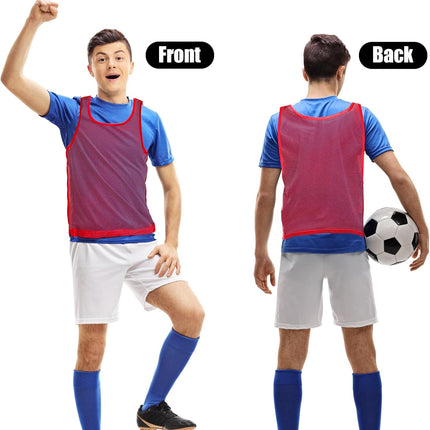 18 Packs Youth Team Pinnies, Kids Scrimmage Training Vest, Pennies, Jerseys Mesh Practice Vests for Basketball, Soccer, Football, Volleyball, 3 Colors.