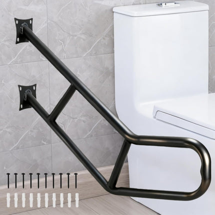 Handrails for Outdoor Steps, 25" Wall Mount U-Shaped Garage Railing, Heavy Duty Black Hand Rail 1-3 Step, One-Piece Design Iron Safety Grab Bars Elderly, Pregnant Women, Porch Deck.