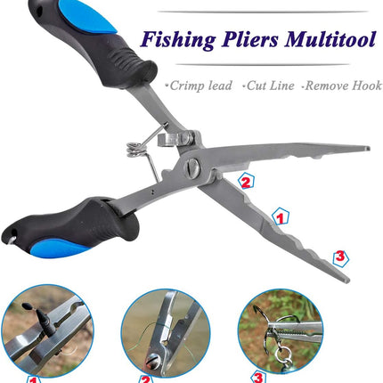 Vishaaktang - Hook Remover - Stainless Steel - Long Nose Hook Remover - With Sheath and Lanyard - Suitable for Line Clippers.