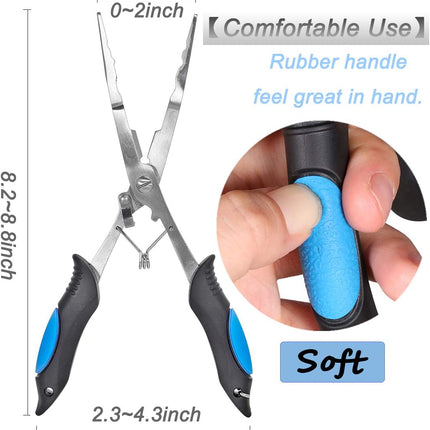 Vishaaktang - Hook Remover - Stainless Steel - Long Nose Hook Remover - With Sheath and Lanyard - Suitable for Line Clippers.