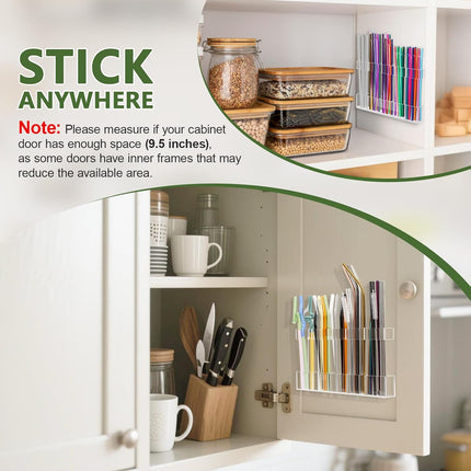 Rietjeshouder - Acrylic - 9.5 inch - Reusable - Cutlery Organizer - Storage Space - Kitchen Organizer - Super Sticky - Wall Organizer for the Cupboard - Transparent.