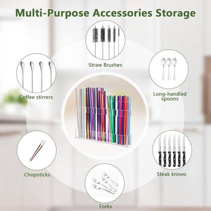 Rietjeshouder - Acrylic - 9.5 inch - Reusable - Cutlery Organizer - Storage Space - Kitchen Organizer - Super Sticky - Wall Organizer for the Cupboard - Transparent.