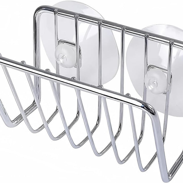 Sponsrek - Kitchen Gully Stone Sponsrek - Stainless Steel Suction Cup - Sponsholder - Silver.