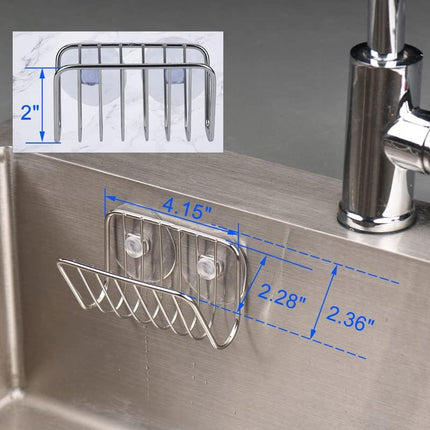 Sponsrek - Kitchen Gully Stone Sponsrek - Stainless Steel Suction Cup - Sponsholder - Silver.