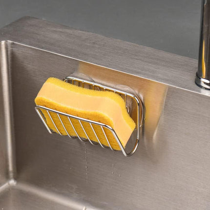 Sponsrek - Kitchen Gully Stone Sponsrek - Stainless Steel Suction Cup - Sponsholder - Silver.